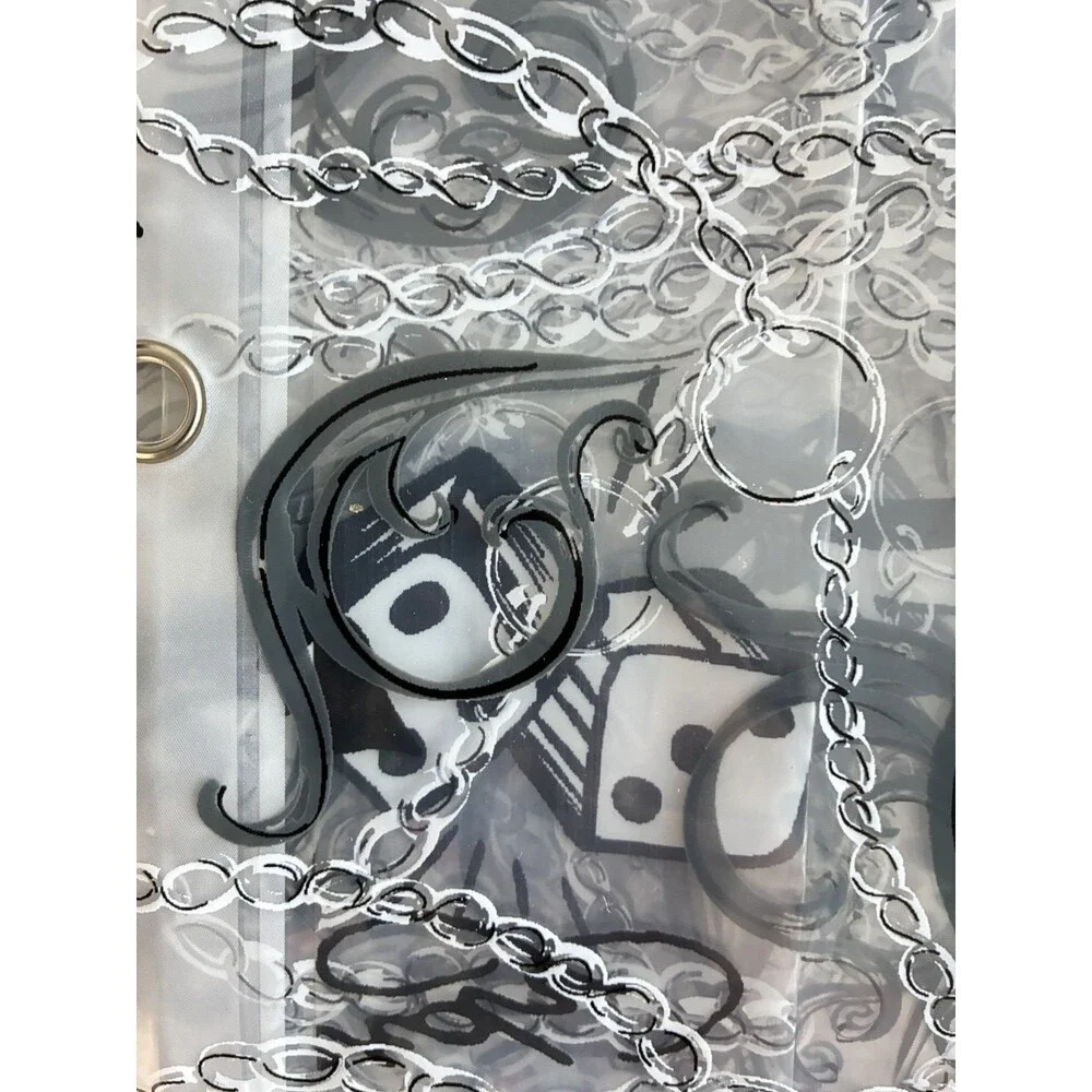 Ed Hardy Printed PEVA Shower Curtain Liner Tattoo Skull Chains 72x72 New